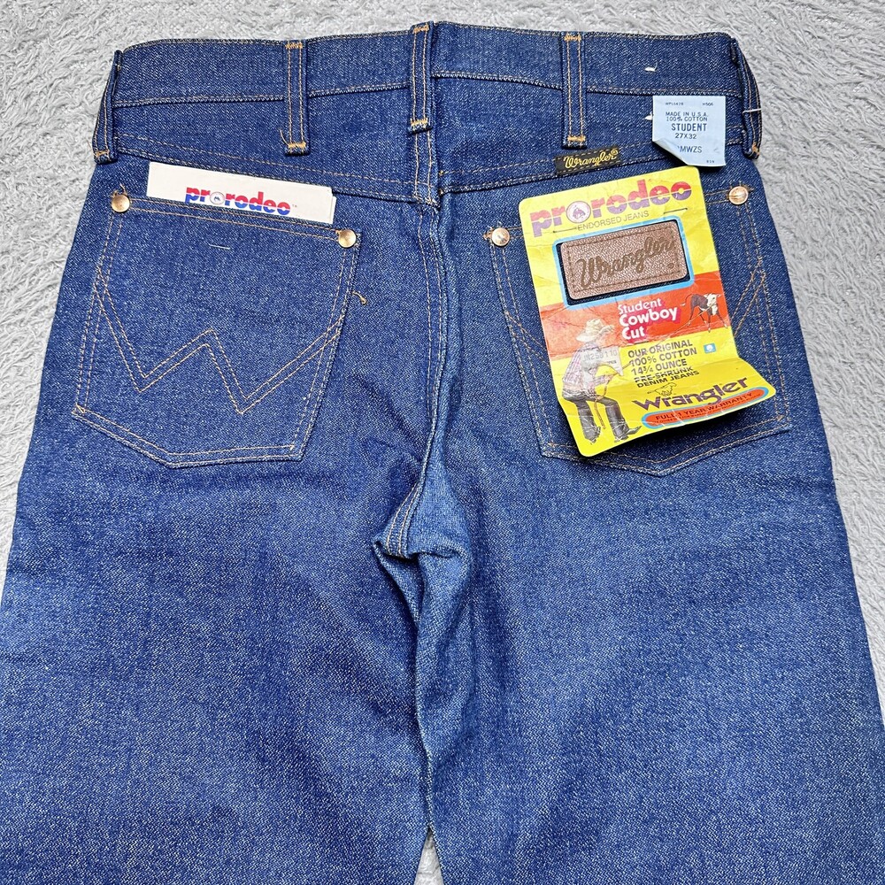 Vintage NWT Wrangler 13MWZS Jeans Mens 27x32 Indigo Blue Student Cowboy USA Made
